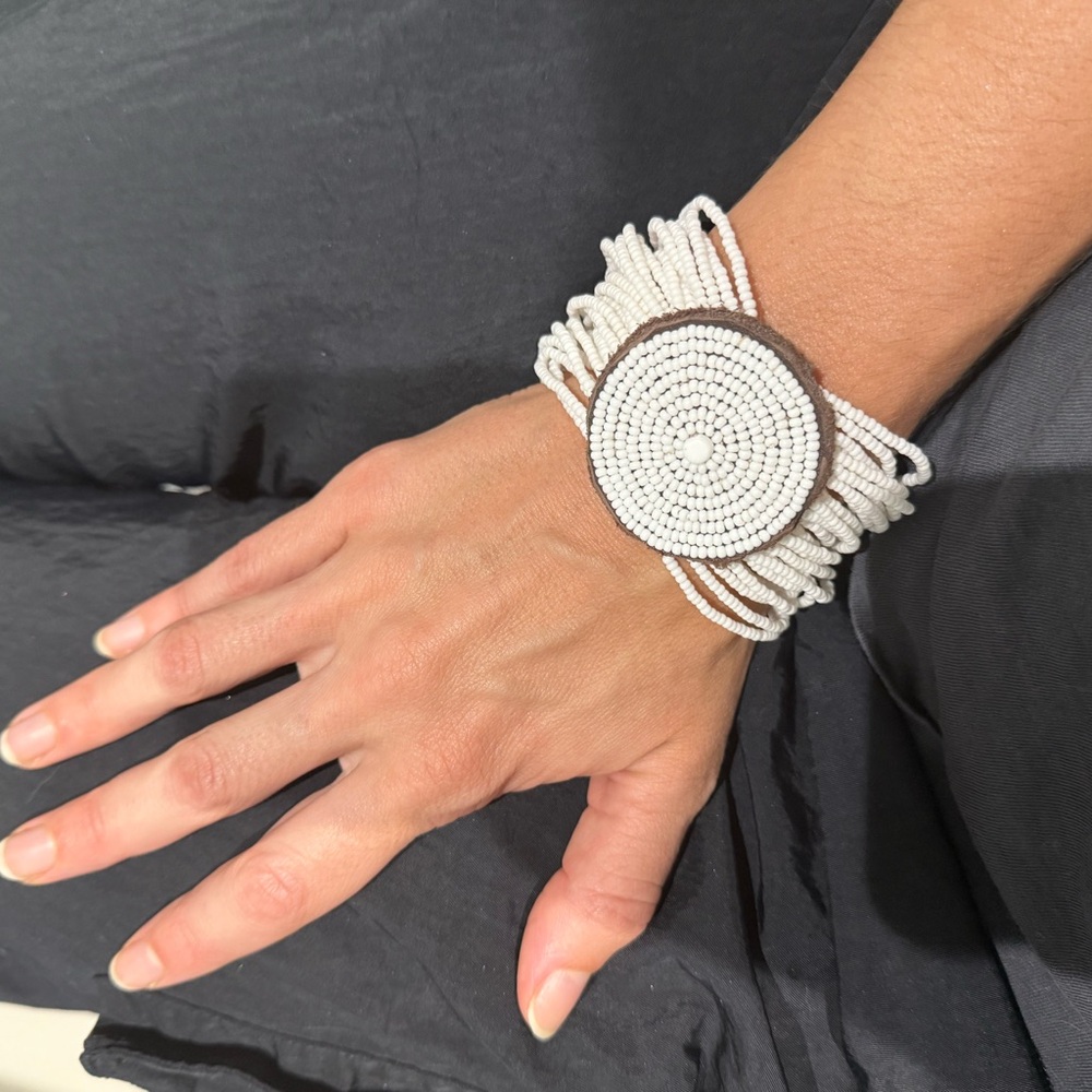 Leather and Bead Bracelet Handmade in Kenya